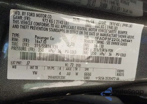 2016 Ford Focus Se from USA, damaged, VIN 1FADP3F22GL345441